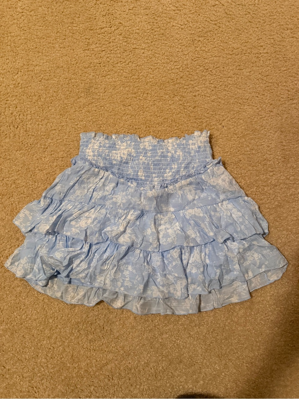 Francesca’s Light Blue Floral Ruffle Mini Skirt - Women's